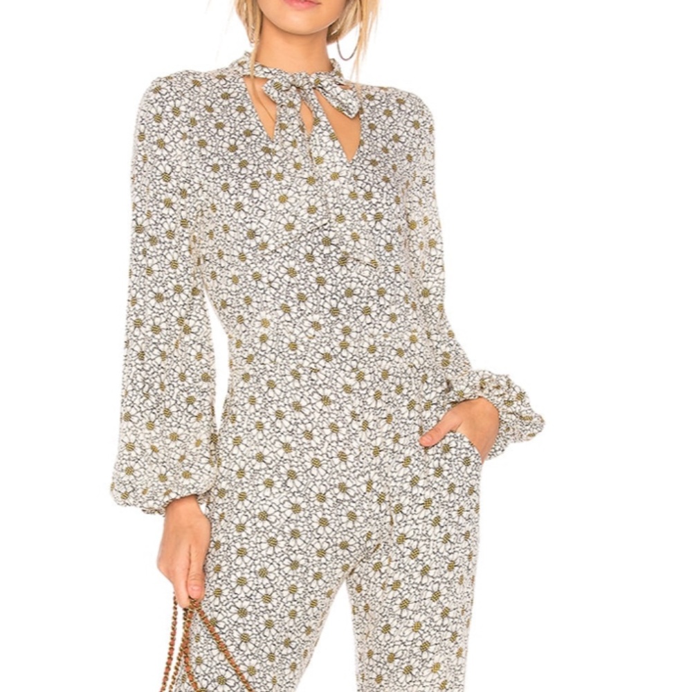 Cleobella Clarke Jumpsuit Disco Daisy, floral flare Retro 70s, US XS